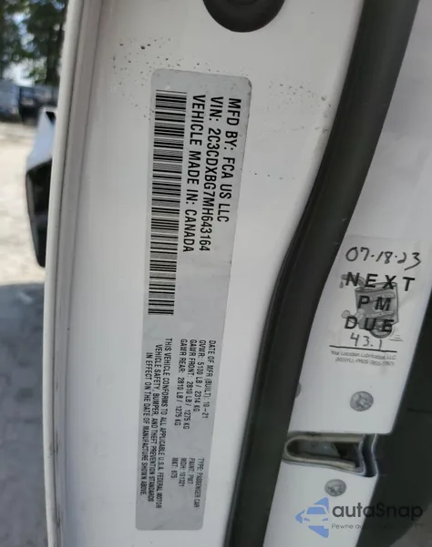 2021 Dodge Charger Sxt from USA, damaged, VIN 2C3CDXBG7MH643164